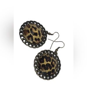 Animal print medallion earrings